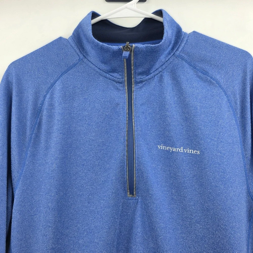 VINEYARD VINES PERFORMANCE 1/4 ZIP SHIRT WOMENS MEDIUM BLUE POCKET LIGHTWEIGHT - Picture 3 of 14